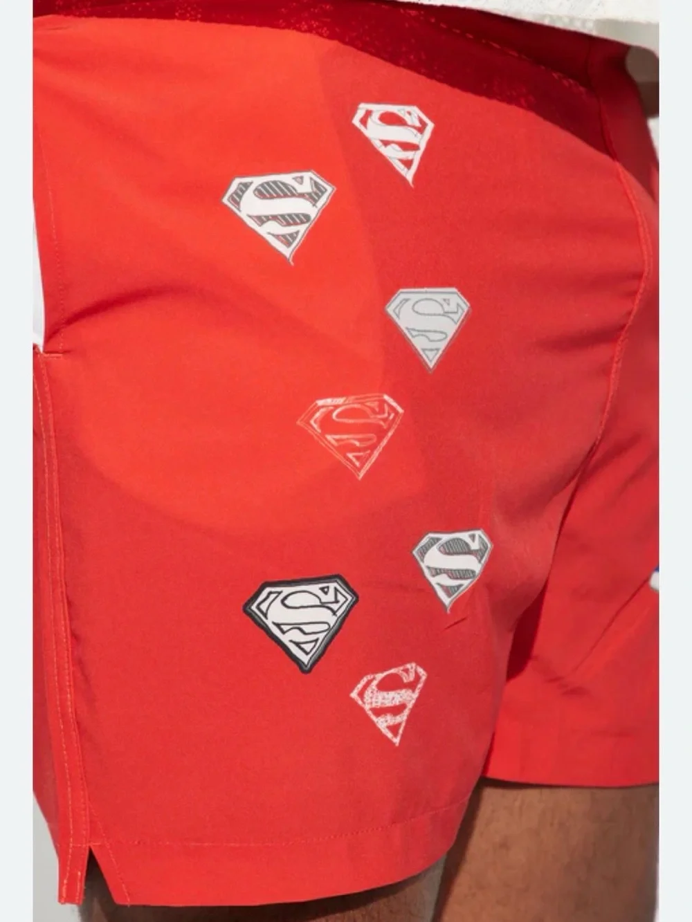 New Superman Swim Shorts with Graphic Sneaker Print. Fashion Nova Sz Sm